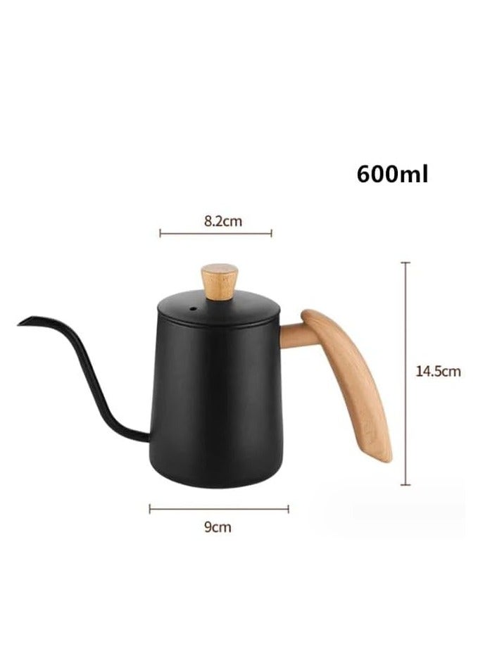 Liying 600ml Stainless Steel Pour over Coffee Kettle Drip Coffee Pot with Wooden Design Handle and Lid, Long Narrow Spout Coffee Pot Tea Stove Kettles for Home Brewing, Camping and Traveling (White)… - Image 3