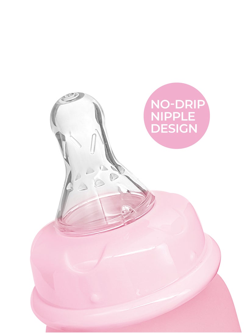 لوكو زجاجة رضاعة لوكو المصنوعة من السيليكون (زجاج من الداخل/سيليكون من الخارج)، جسم انسيابي، ملمس طبيعي، سهلة التنظيف، مقاومة للحرارة، 120 مل، +3 أشهر - Image 4