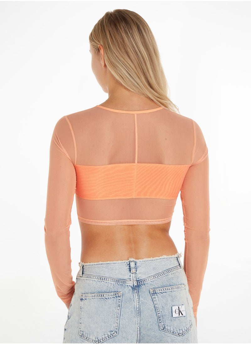 Calvin Klein Jeans - Mesh Detail Crop Top - Image 1