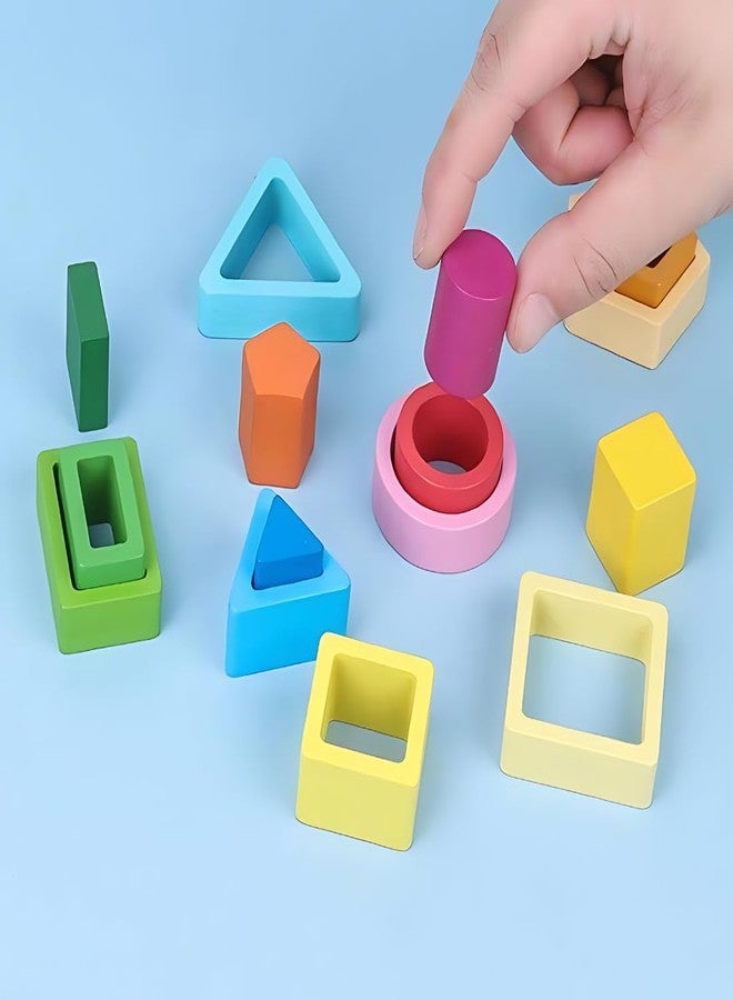 MARA BOMMAI® - Wooden Montessori Toys for Toddlers 1 2 3 Years - 5-in-1 Shape Sorter, Stacking Rings & Wooden Blocks | Educational Stacking Toys for Boys & Girls, Preschool Learning Gifts - Image 5
