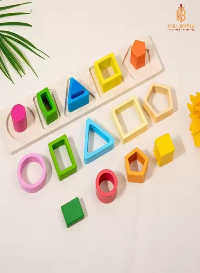 MARA BOMMAI® - Wooden Montessori Toys for Toddlers 1 2 3 Years - 5-in-1 Shape Sorter, Stacking Rings & Wooden Blocks | Educational Stacking Toys for Boys & Girls, Preschool Learning Gifts - Image 3
