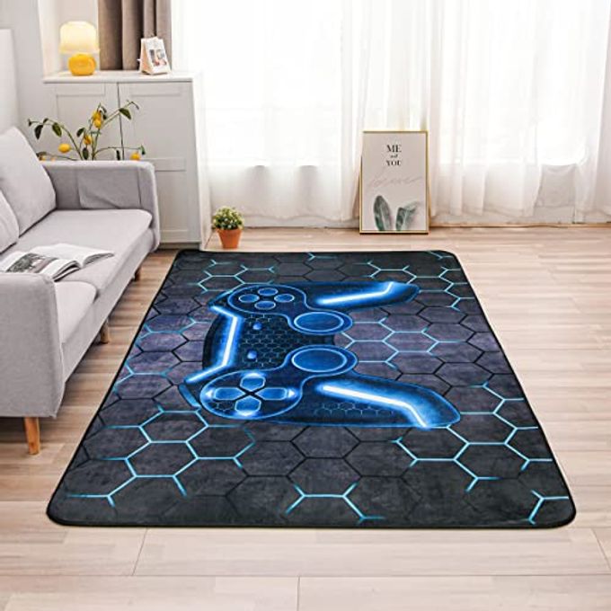 NTBED Game Console Area Rug for Bedroom Sofa Playroom Gaming Geometric Bedside Rugs Gamer Decorative Floor Mat Carpet (3x5 Feet, Blue) - Image 5