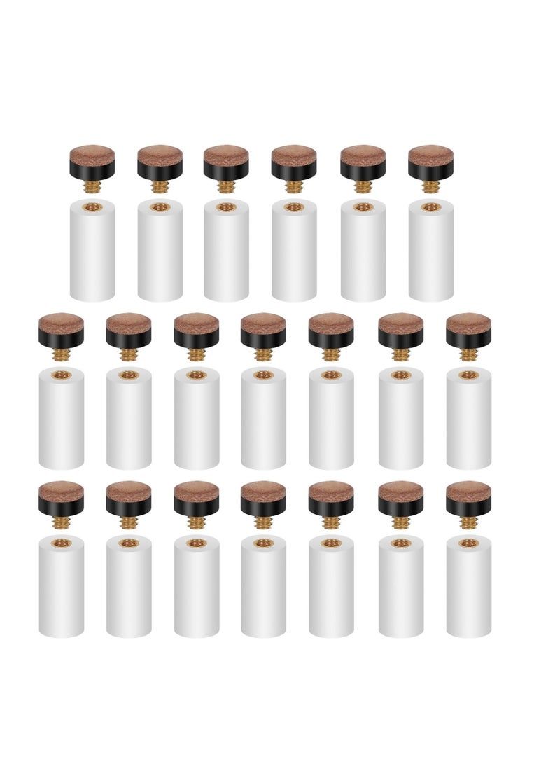 Excefore Billiard Pool Cue Tips, 20 Pcs 13mm White Pool Cue Tips Replacement Kit, Screw on Cue Tips Hard Leather Replacement (Brown) - Image 1