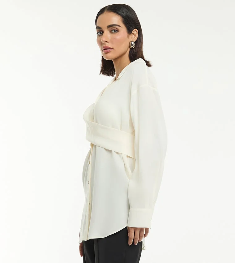 بي سي بي جي BCBG TWISTED DETAIL MODAL SHIRT