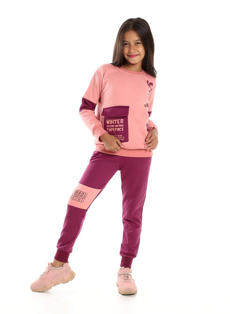 Caesar Printed Girls Training Suit  With Pocket - Image 1