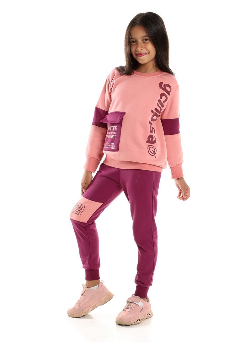 Caesar Printed Girls Training Suit  With Pocket - Image 2