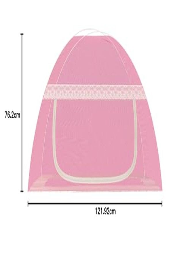 Fegore Foldable Baby Mosquito Net Strong Durable 30 GSM Use Polyester Material Premium Fabric Machardani for 0 to 24 Months Babies (Pink Color 4 Ft x 2.5 Ft Size) - Image 3