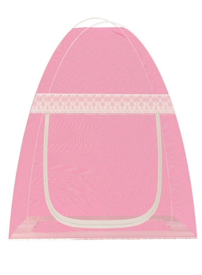 Fegore Foldable Baby Mosquito Net Strong Durable 30 GSM Use Polyester Material Premium Fabric Machardani for 0 to 24 Months Babies (Pink Color 4 Ft x 2.5 Ft Size) - Image 2