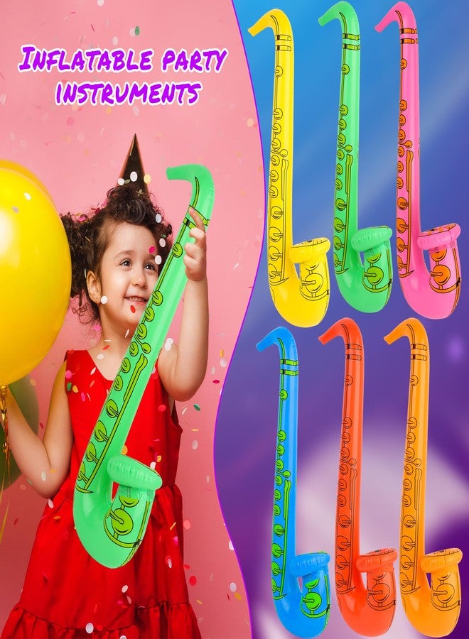Feradny 12 Pcs Inflatable Saxophone Assorted Colors Inflatable Microphones 66 cm Inflatables Saxophone Muscial Instrument for Musical Concert Themed Party Role Play Party Decoration Supplies, 7 Colors - Image 3