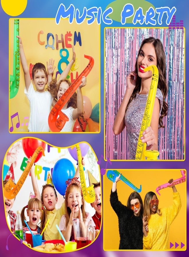 Feradny 12 Pcs Inflatable Saxophone Assorted Colors Inflatable Microphones 66 cm Inflatables Saxophone Muscial Instrument for Musical Concert Themed Party Role Play Party Decoration Supplies, 7 Colors - Image 4