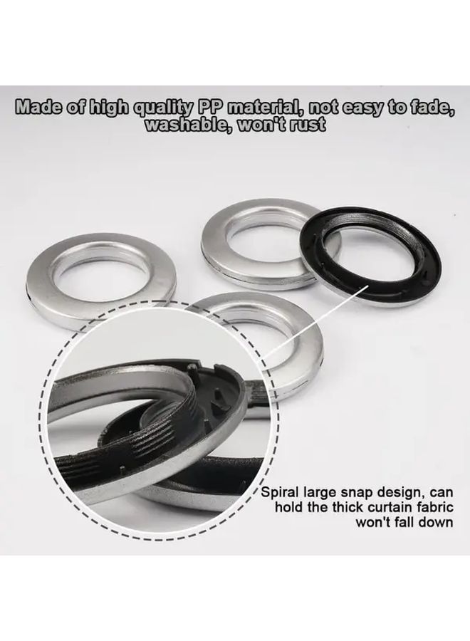 Silvery Heavy Duty Plastic Curtain Eyelet Rings 42mm Quiet Grommets Drapery Easy Installation 32 Pieces - Image 3