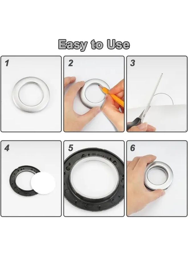 Silvery Heavy Duty Plastic Curtain Eyelet Rings 42mm Quiet Grommets Drapery Easy Installation 32 Pieces - Image 4