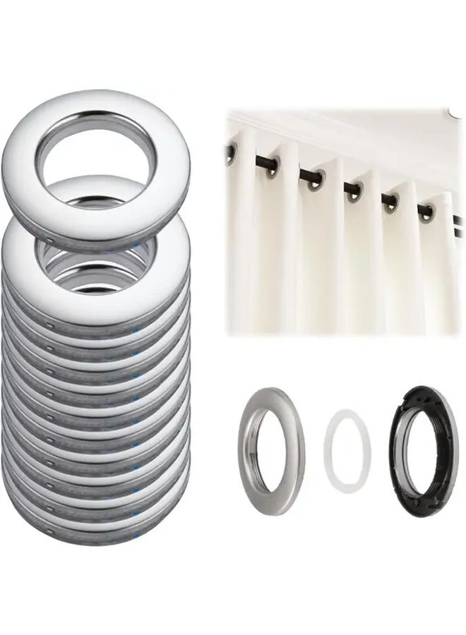 Silvery Heavy Duty Plastic Curtain Eyelet Rings 42mm Quiet Grommets Drapery Easy Installation 32 Pieces - Image 1