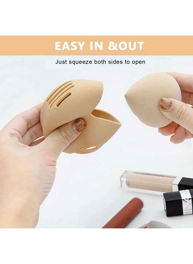 maycreate - 2Pcs Makeup Sponge Holder Silicone Blender Sponge Case Doublesided Breathable Shatterproof Beauty Blender Case Container For Travel (Coffee & Pink) - Image 1