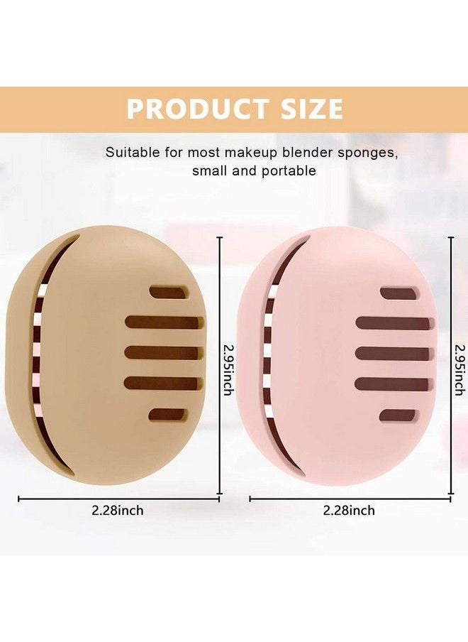 maycreate - 2Pcs Makeup Sponge Holder Silicone Blender Sponge Case Doublesided Breathable Shatterproof Beauty Blender Case Container For Travel (Coffee & Pink) - Image 1