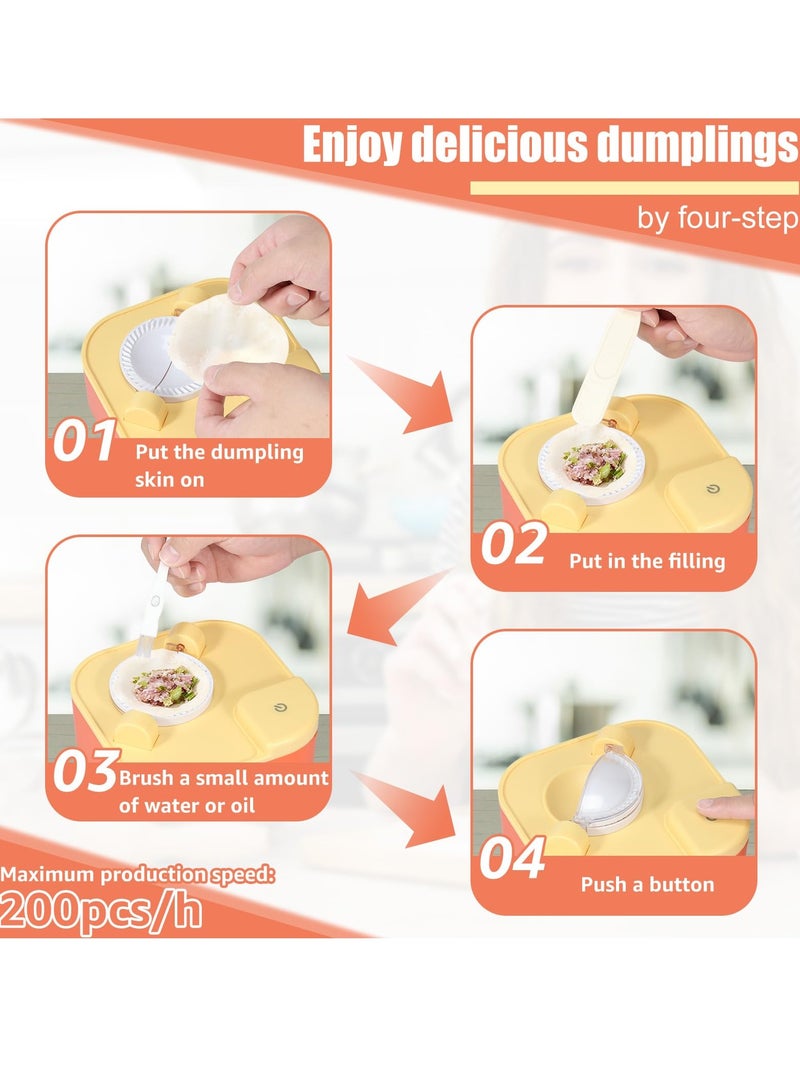 Barakah Electric Dumpling Maker, Automatic DIY Empanada Machine, Easy to Operate Dumpling Press with Filling Spoon and Brush for Home Kitchens (Orange) - Image 4