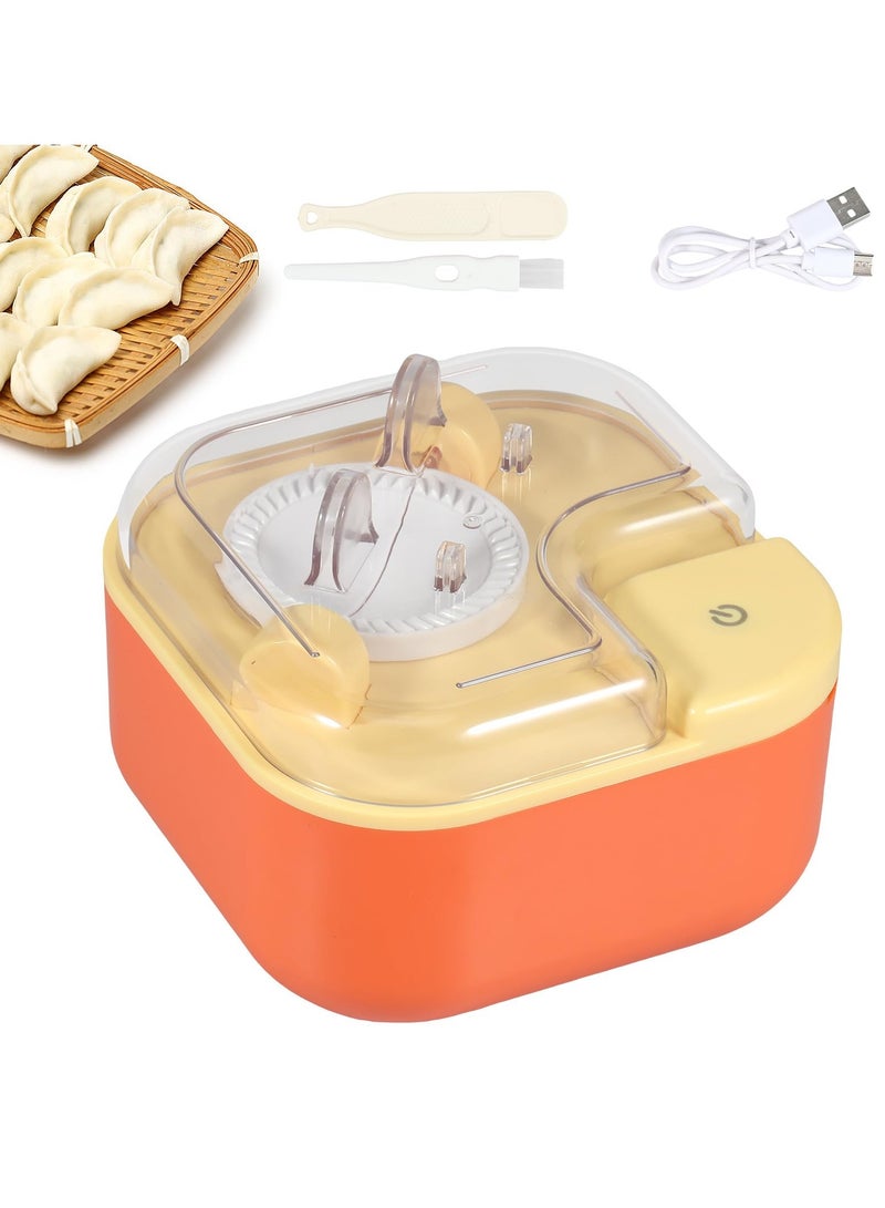 Barakah Electric Dumpling Maker, Automatic DIY Empanada Machine, Easy to Operate Dumpling Press with Filling Spoon and Brush for Home Kitchens (Orange) - Image 1