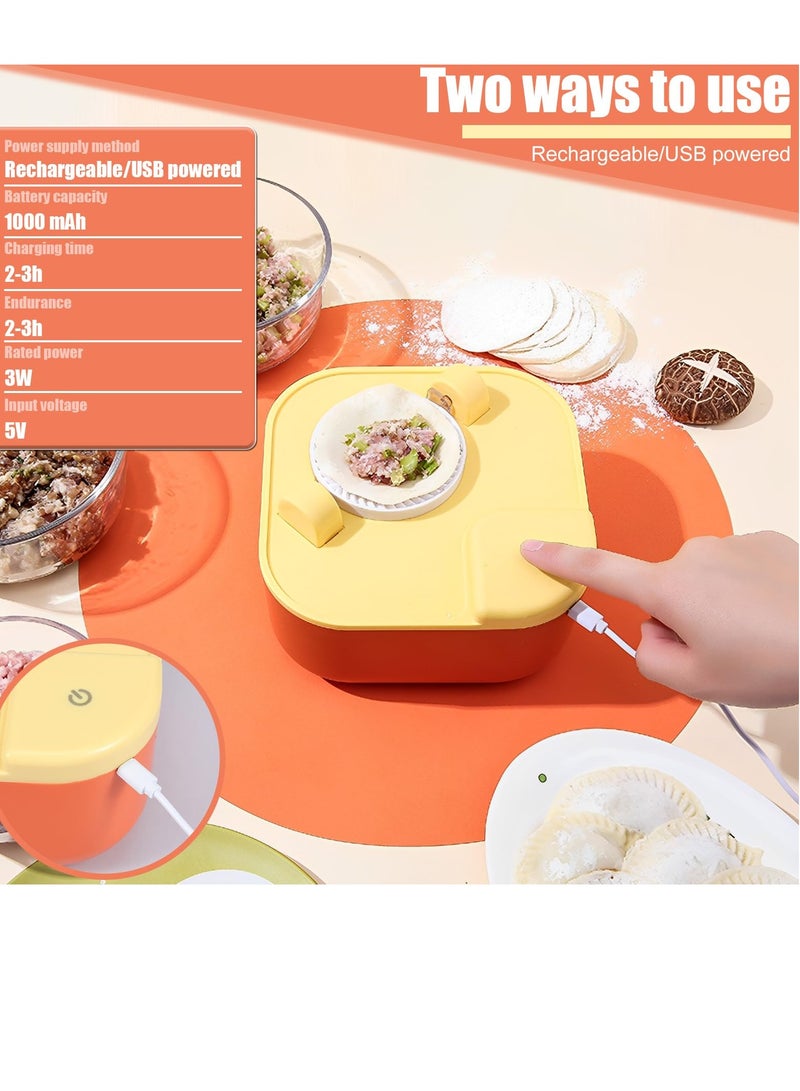 Barakah Electric Dumpling Maker, Automatic DIY Empanada Machine, Easy to Operate Dumpling Press with Filling Spoon and Brush for Home Kitchens (Orange) - Image 5
