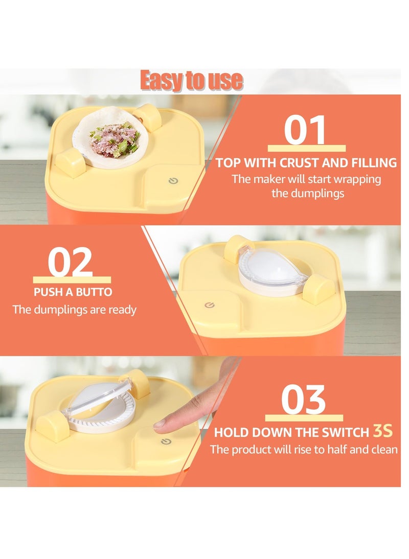 Barakah Electric Dumpling Maker, Automatic DIY Empanada Machine, Easy to Operate Dumpling Press with Filling Spoon and Brush for Home Kitchens (Orange) - Image 3