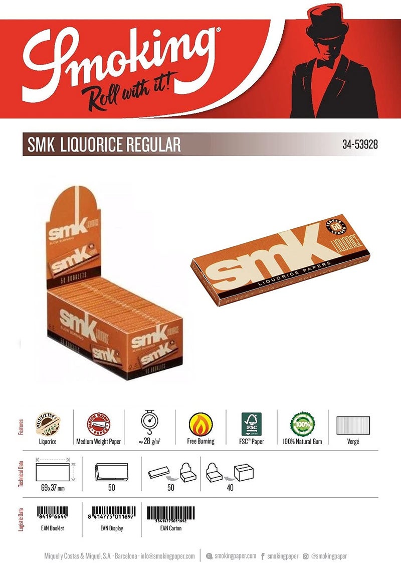 Smoking SMK عرقسوس حجم صغير عادي (عبوة من 3 كتيبات) ونصائح متوسطة فاخرة (عبوة من 3 كتيبات) [ ورق لف و روشتة/نصائح ] بواسطة (بيت التجارة) - Image 2