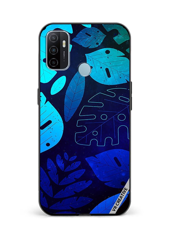 VR CREATIVE Protective Case Cover For Oppo A53 Blue Tropical Leaves Design Multicolour - Image 1