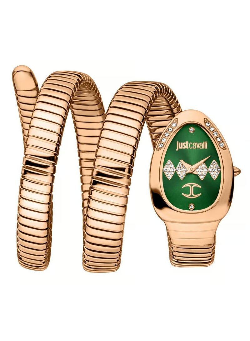 JC Just Cavalli Women's Rose Gold Stainless Steel Watch, Green Dial | JC1L230M0055 - Image 1
