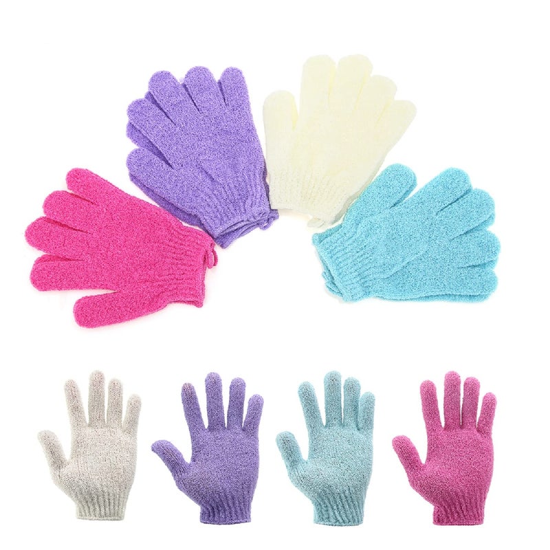 YOTURO Exfoliating Shower Bath Gloves4 Pair Double Side Durable Nylon Shower Gloves Body Scrub Exfoliator  Bathing Accessories for MenWomen  Kids Bath Scrubber for Acne  Dead Cell