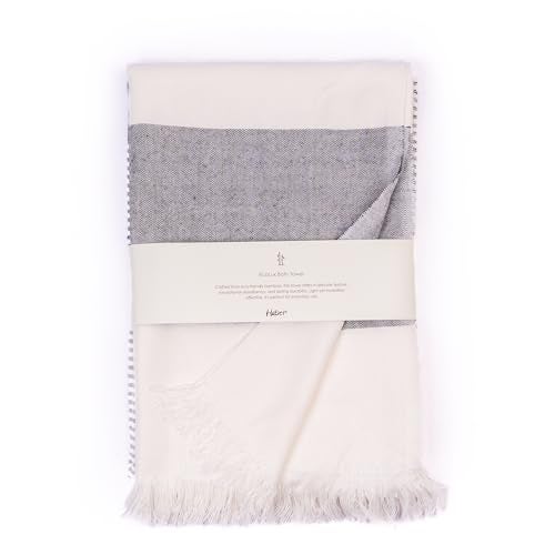 HABER 100% Bamboo Large Bath Towel Ultra Soft, Light Weight, & Quick Dry Towel for Bath, Travel, Gym, Beach, Pool, and Yoga | 76 X 152 cms (Pebble Grey) - Image 1
