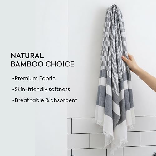 HABER 100% Bamboo Large Bath Towel Ultra Soft, Light Weight, & Quick Dry Towel for Bath, Travel, Gym, Beach, Pool, and Yoga | 76 X 152 cms (Pebble Grey) - Image 5