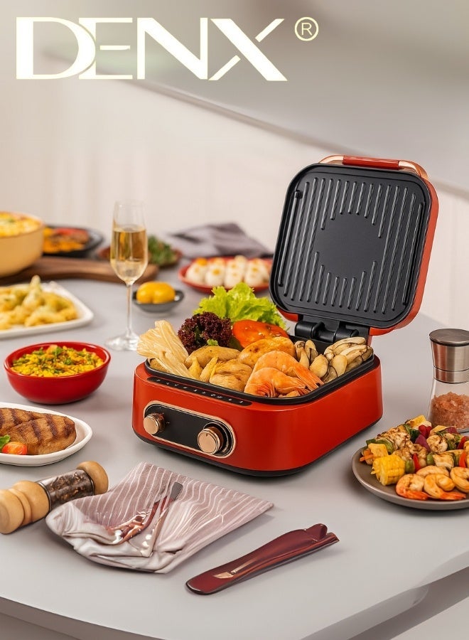 Denx Electric Cooking Pot – 3-in-1 Multi-Functional Electric Cooker and Grill by DENX, Model DX3421 – 1800W Power, 2.5L Capacity, Die-Cast Aluminum Surface, Non-Stick Coating, Adjustable Temperature Control, Sauce Tray, Elegant Design for Home Cooking or Camping. - Image 3