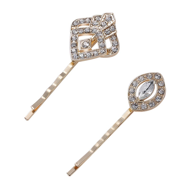 BABEYOND Vintage Hair Pins Clips for Women 1920s Crystal Rhinestone Feather Hair Pins Great Gatsby Hair Piece (A-Gold) - Image 1