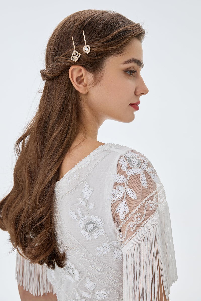 BABEYOND Vintage Hair Pins Clips for Women 1920s Crystal Rhinestone Feather Hair Pins Great Gatsby Hair Piece (A-Gold) - Image 5