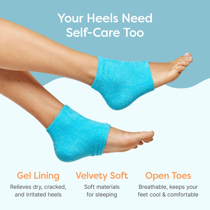 Zentoes جوارب زين توز المرطبة لعلاج الكعب المتشقق، مدعمة بفيتامين E وزيت الزيتون وزيت الجوجوبا، هدايا سبا للنساء، هدايا للاسترخاء للنساء (أزرق فuzzy، عادي) - Image 5