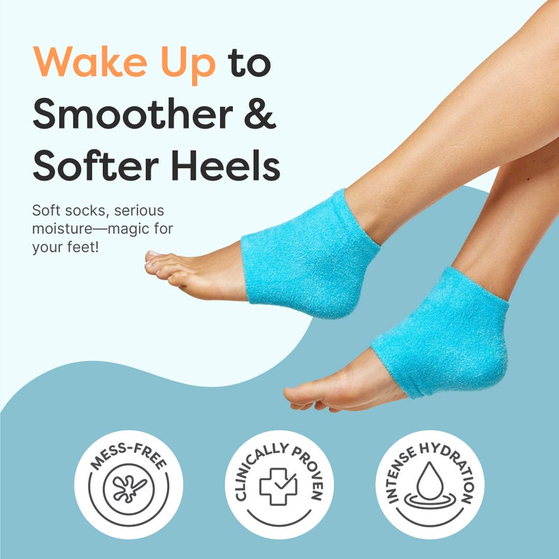 Zentoes جوارب زين توز المرطبة لعلاج الكعب المتشقق، مدعمة بفيتامين E وزيت الزيتون وزيت الجوجوبا، هدايا سبا للنساء، هدايا للاسترخاء للنساء (أزرق فuzzy، عادي) - Image 2