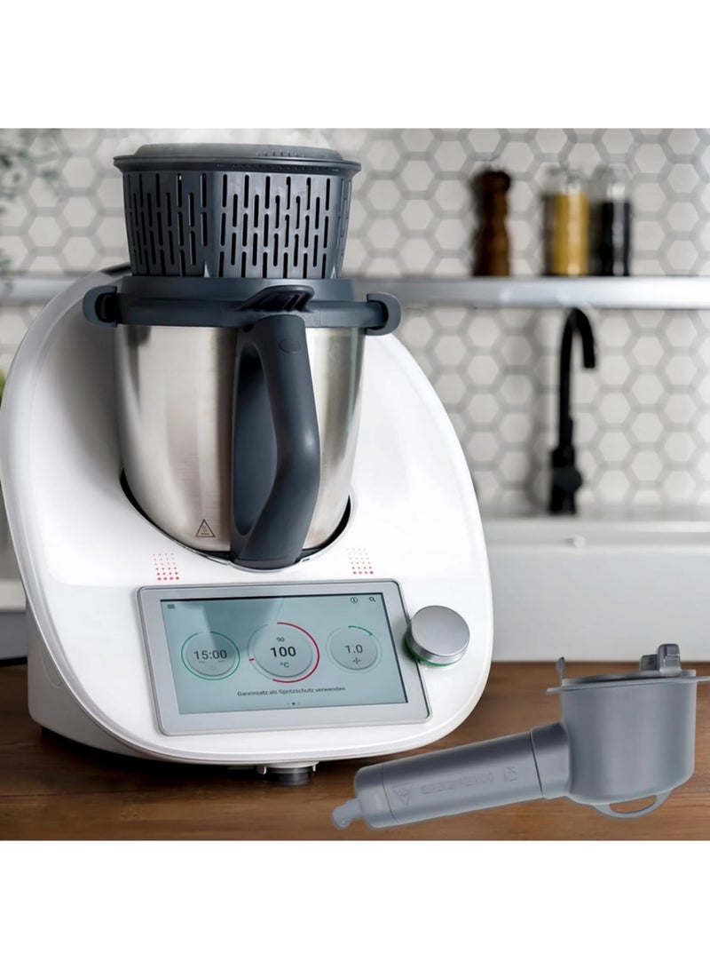 قطعة واحدة من موزع البخار لـ Thermomix TM6 وTM5 وTM31، لون أسود، قابل للتمديد، آمن للغسل في غسالة الأطباق، بقفل سريع ووظيفة دوران 360 درجة، لحماية خزائن المطبخ وأسطح العمل. - Image 4