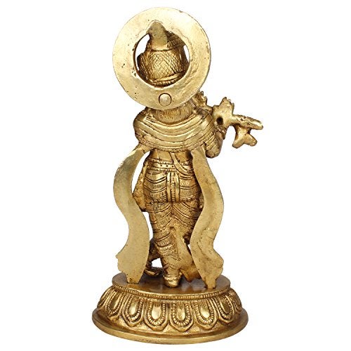 Kartique Brass Krishna Idol – 8.5 Inches Height, Ideal for Home Décor and Worship in Gold Color - Image 5