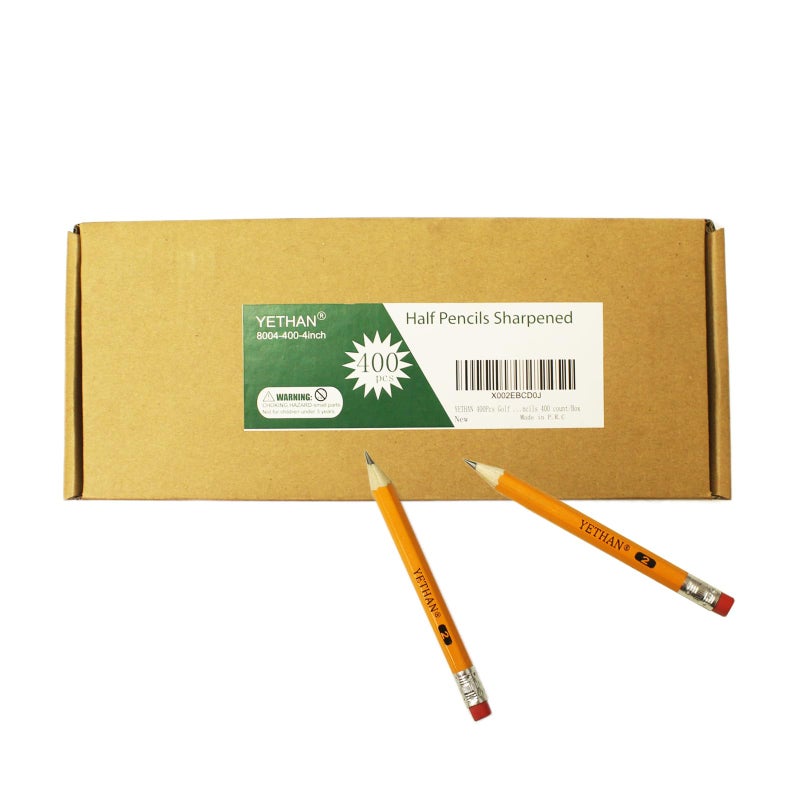 YETHAN 600Pcs Golf Pencils with Eraser Tops,Hexagon Half Wooden pencils, Pre Sharpened 2# HB Golf Back to School Office 4" Mini 600 count/Box - Image 2