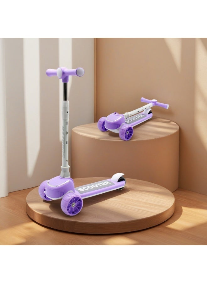إيزي فيتشور سكوترات إيزي فيوتشر للأطفال بمقبض قابل للطي وتعديل الارتفاع، وعجلات من البولي يوريثان مزودة بإضاءة LED، وفرامل خلفية، وموسيقى، مناسبة للأطفال من عمر 3 إلى 8 سنوات. - Image 1
