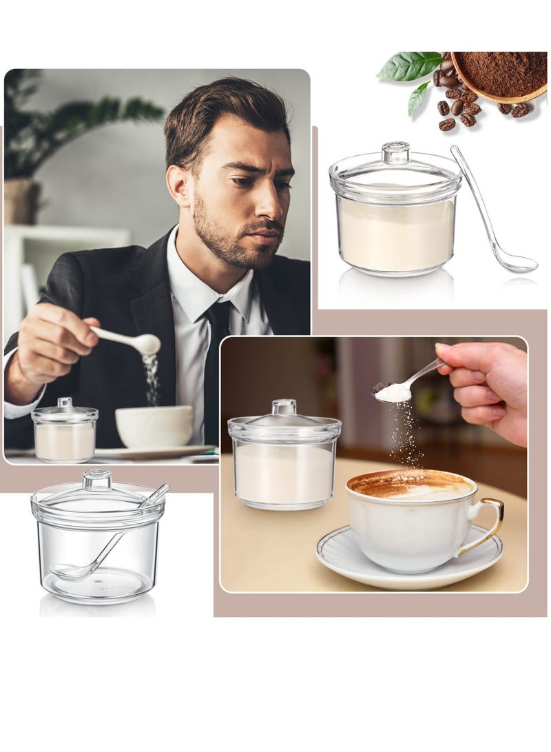 Excefore وعاء سكر أكريليك شفاف مع غطاء وملعقة لبار القهوة، وعاء حبوب، شاي، أدوات المطبخ، حاويات، وخبز للسكر، الملح، التوابل، والتوابل 7.1 أونصة - Image 4