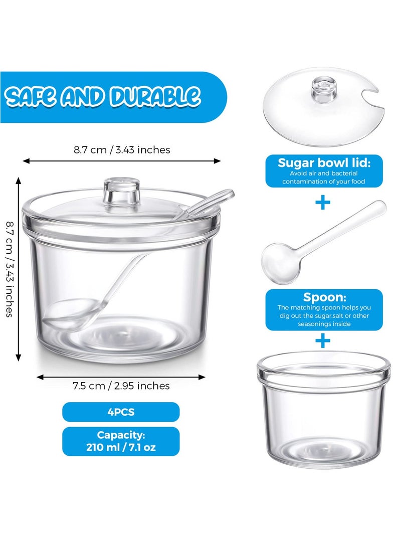 Excefore وعاء سكر أكريليك شفاف مع غطاء وملعقة لبار القهوة، وعاء حبوب، شاي، أدوات المطبخ، حاويات، وخبز للسكر، الملح، التوابل، والتوابل 7.1 أونصة - Image 5