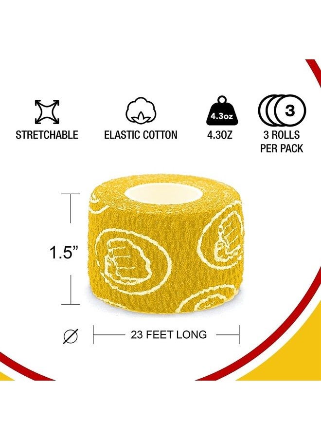 WOD Nation - Weightlifting Hook Grip Tape - 3 Pack 23 Feet Long Sticky, Comfortable & Stretchy Athletic Tape for Weight Lifting ForHiit and Cross Training - Thumb, Hand & Finger Protection - Yellow - Image 1