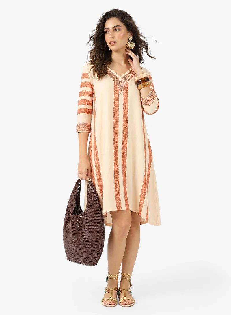 Ginger V Neck Stripe Kaftan Beach Dress