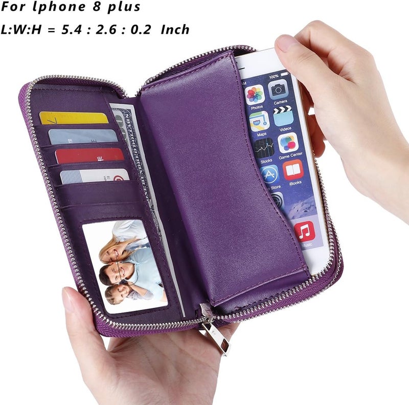 HAWEE Cellphone Wallet for Women Dual Zipper Long Purse with Removable Wristlet - Image 2