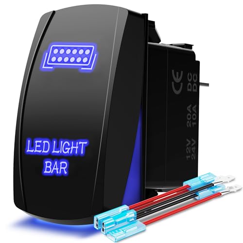 MICTUNING ميكتونينغ MIC-LSB1 شريط ضوء ليزر LED مفتاح روكر ON-Off LED ضوء 20A 12V، 5 دبابيس، أزرق - Image 1