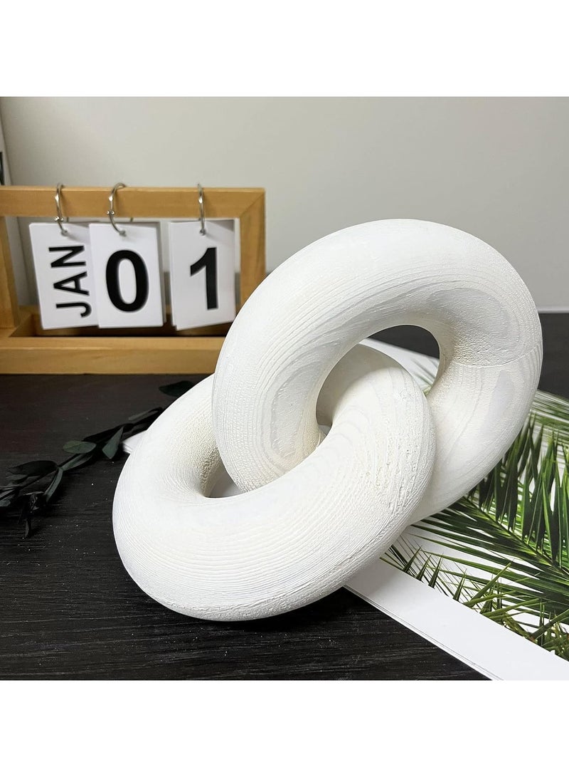 LINGWEI Wood Chain Link Decor 2 Link Wood Knot Decorative Chain Wood Decor Rustic Wood Bohemian hand carved Link Decorative Object Large Wooden Chain for Home Living Room Coffee Table Farmhouse - Image 3