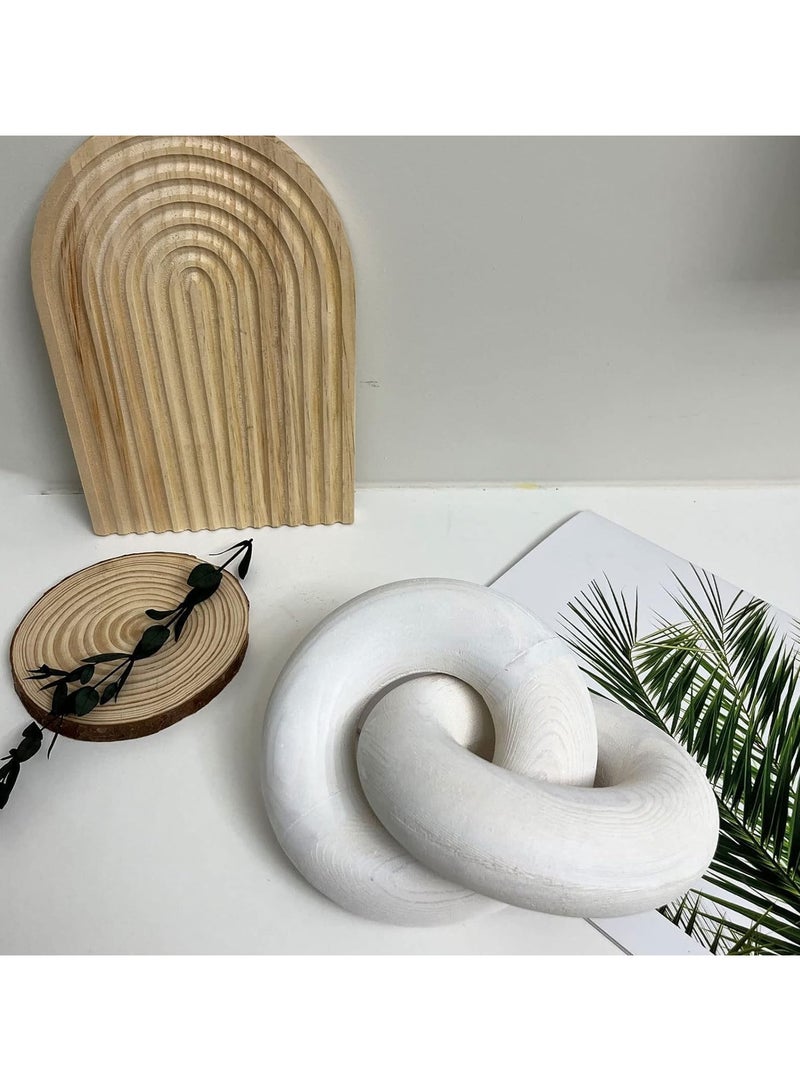 LINGWEI Wood Chain Link Decor 2 Link Wood Knot Decorative Chain Wood Decor Rustic Wood Bohemian hand carved Link Decorative Object Large Wooden Chain for Home Living Room Coffee Table Farmhouse - Image 4