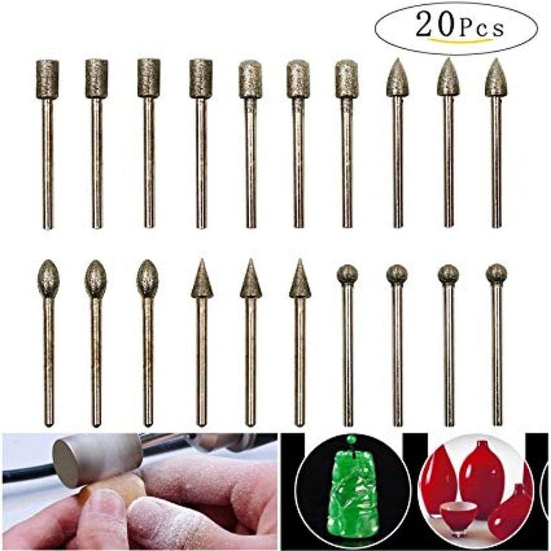 Diy Crafts CTDIYHI57745 3mm Durable Shank Diamond Grinding Burr Drill Bits Rotary Tools for Watch Dy Crafts Works 10 Pack of 15 Multicolor - Image 3