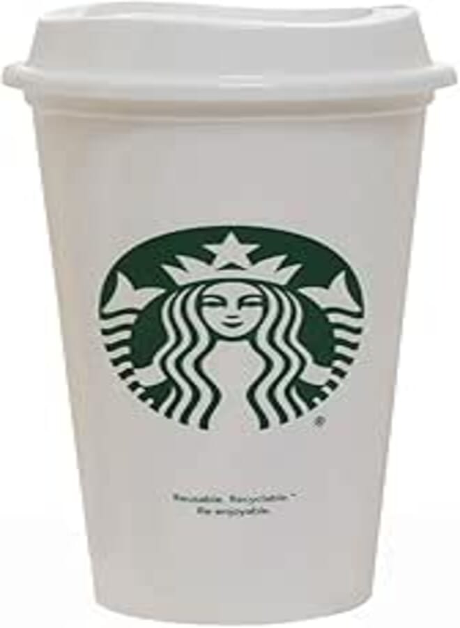 Starbucks White Reusable Travel Mug/Cup/Tumbler Grande Medium, 16oz 473ml