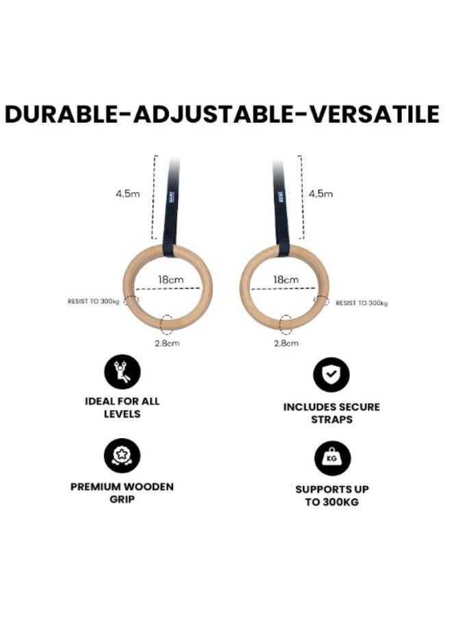 جوت  حلقات جمباز Elite من G.O.A.T | خشب البتولا 100% | 4.5 متر | سماكة 2.8 سم | متينة - Image 3