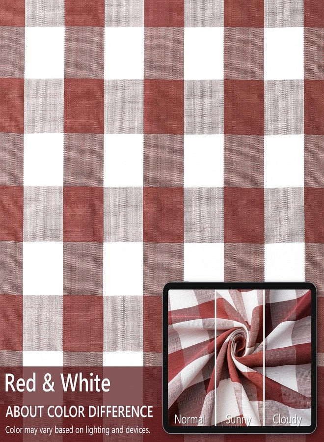Amzdecor Buffalo Plaid Grommet Curtains 84 Inch Length,Burgundy Red Light Filtering Gingham Check Textured Semi Sheer Curtains Drapery for Living Room Bedroom Farmhouse,2 Panels（52" x 84",Red & White） - Image 5